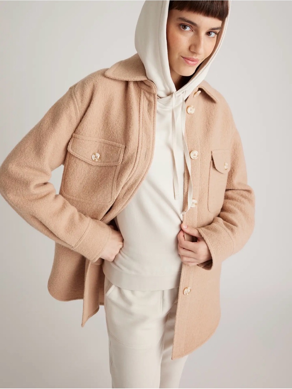 Quince - “Supersoft” Matching Set - Cream Pullover Hoodie & Joggers